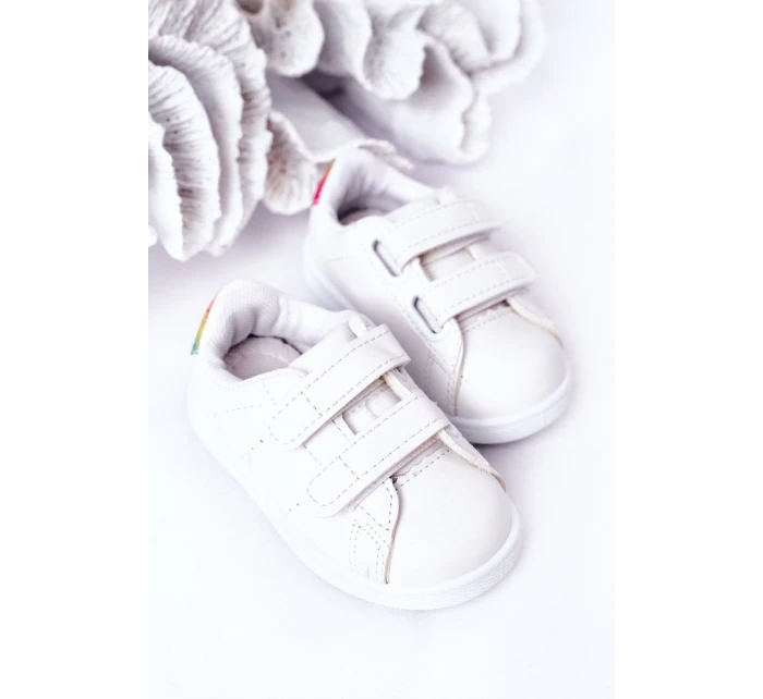 Dziecięce Tenisówki Na Rzepy Biało-Tęczowe Cute Girl