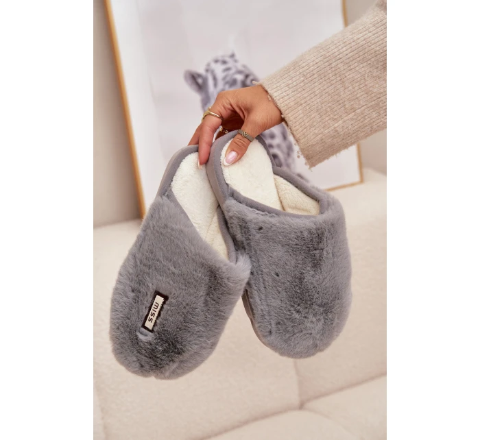 Kožešinové dámské pantofle šedé Belinna