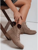 Dámské béžové ažurové kozačky Dstreet model 21992055 - FashionStreet Dámské béžové ažurové kozačky Dstreet model 21992055 - FashionStreet