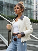 Dámska prešívaná bunda v ecru farbe FashionStreet TY5621
