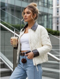 Dámska prešívaná bunda v ecru farbe FashionStreet TY5621