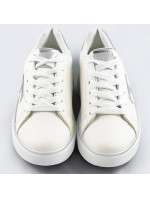 Bielo-strieborné šnurovacie tenisky sneakers s hviezdičkou (BB126L)