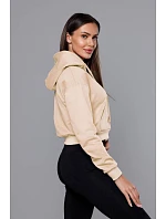 Krátká tepláková mikina v krémové barvě s kapucí model 18378823 - J.STYLE Krátká tepláková mikina v krémové barvě s kapucí model 18378823 - J.STYLE