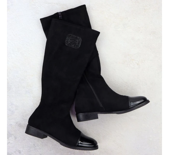 Dámske čierne semišové lakované čižmy M.Daszynski MR2251-19