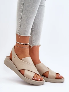 kožené sandály na klínu Černé model 21650272 - Zazoo