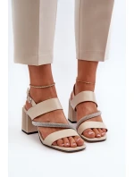 Dámské elegantní sandály na podpatku béžové D&A model 21656019 - S.Barski Dámské elegantní sandály na podpatku béžové D&A model 21656019 - S.Barski