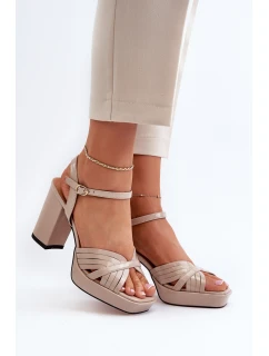 dámské sandály na podpatku béžové D&A model 21656040 - S.Barski