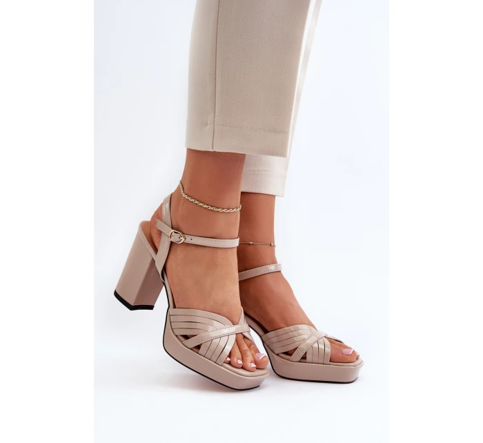 dámské sandály na podpatku béžové D&A model 21656040 - S.Barski dámské sandály na podpatku béžové D&A model 21656040 - S.Barski