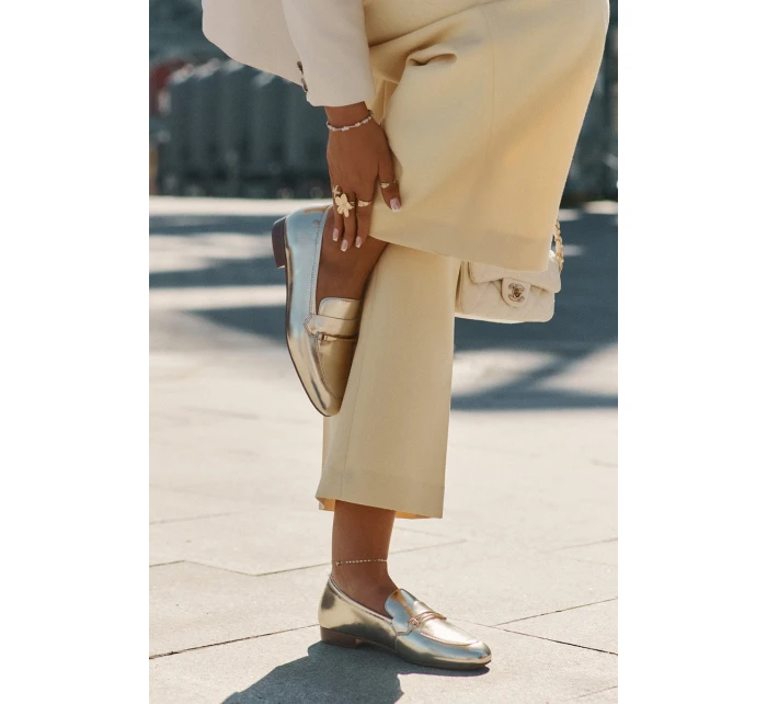 Skórzane Półbuty Mokasyny Damskie Maciejka K6809-25 Złote