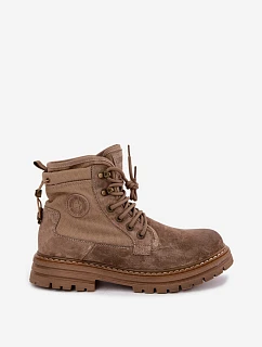Pánské kožené semišové workery Big Star model 22393392 tmavě béžové - Big Star Shoes