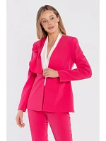 S432 Elegantné sako s ozdobnou mašľou - ružové
