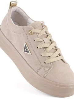 W model 22033642 béžové semišové kožené polobotky na platformě - FILIPPO