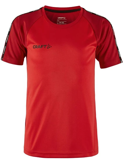 Craft Teamwear Squad Go Contrast Jersey Jr. Detské kontrastné športové tričko 82.2727 jasne červená/express Craft Teamwear Squad Go Contrast Jersey Jr. Detské kontrastné športové tričko 82.2727 jasne červená/express
