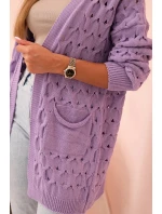 Dámsky sveter s vreckami čipka fialová