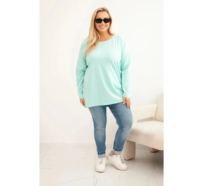 Dámske Plus veľkosť bavlnené kolo krku blúzka Mint