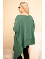 Dámská tunika Plus Size z bavlny s asymetrickým spodním lemem tmavě zelená Dámská tunika Plus Size z bavlny s asymetrickým spodním lemem tmavě zelená