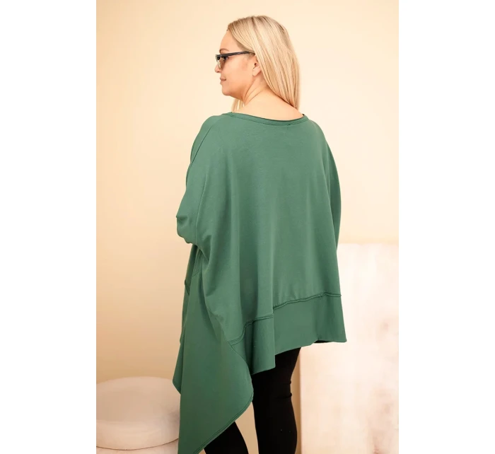 Dámská tunika Plus Size z bavlny s asymetrickým spodním lemem tmavě zelená Dámská tunika Plus Size z bavlny s asymetrickým spodním lemem tmavě zelená