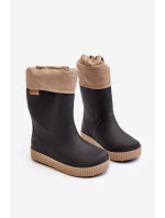 Dziecięce Kalosze Z Ocieplaczem Snow Wave Gokids 981 Czarno-Beżowe Dziecięce Kalosze Z Ocieplaczem Snow Wave Gokids 981 Czarno-Beżowe