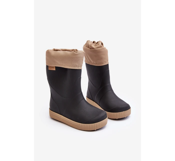 Dziecięce Kalosze Z Ocieplaczem Snow Wave Gokids 981 Czarno-Beżowe Dziecięce Kalosze Z Ocieplaczem Snow Wave Gokids 981 Czarno-Beżowe