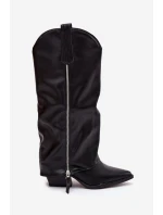 Dámske kovbojské čižmy na podpätku Palira - čierne, ekokoža Dámske kovbojské čižmy na podpätku Palira - čierne, ekokoža