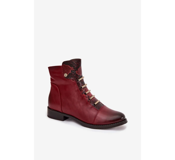 Dámske členkové topánky ASA62-16 Bordeaux s čiernou - Jezzi