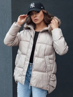 Dámska zimná bunda s kapucňou STELLAR beige FashionStreet TY4494
