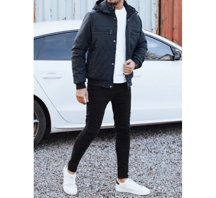 Pánská přechodná prošívaná bunda s kapucí tmavě modrá Dstreet model 21990745 - FashionStreet Pánská přechodná prošívaná bunda s kapucí tmavě modrá Dstreet model 21990745 - FashionStreet