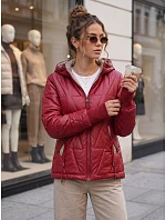 Kurtka damska przejściowa pikowana z kapturem bordowa model 22358085 - FashionStreet