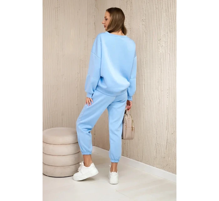 Súprava tepláky + nohavice maslová látka modrá