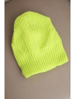 Dámska zimná vlnená čiapka s dvojitým okrajom K426 neon yellow