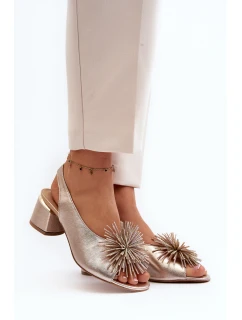 Skórzane Sandały Z Ozdobą Laura Messi 2719 Złote