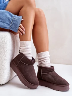 Modne Zamszowe Niskie Śniegowce Brązowe Nucca