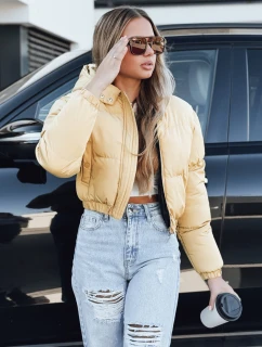 Dámska krátka zimná bunda s kapucňou žltá FashionStreet TY5360