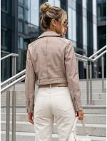 Dámska bunda v štýle Ramones s koženým opaskom, béžová, FashionStreet TY5719