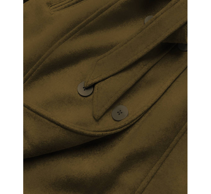 Dámsky khaki kabát s kožušinou (JC241)