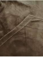 Dámská velurová souprava v tmavé barvě umbra s rozepínací mikinou (8C1176-161)