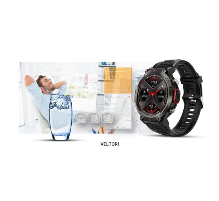 VELTORI VT140-1 Smartwatch Čierny silikónový remienok VELTORI VT140-1 Smartwatch Čierny silikónový remienok