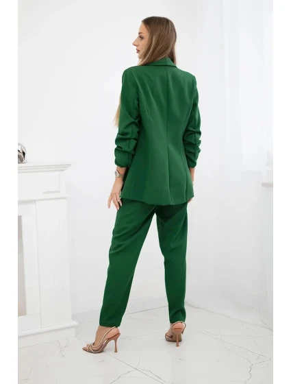 Elegantný set saka a nohavíc v zelenej farbe