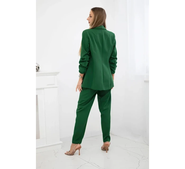 Elegantný set saka a nohavíc v zelenej farbe