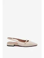 Kožené sandály na nízkém podpatku Maciejka K7449-22 Světle béžové