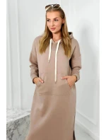 Dlouhé šaty s kapucí  béžová model 21859208 - Kesi