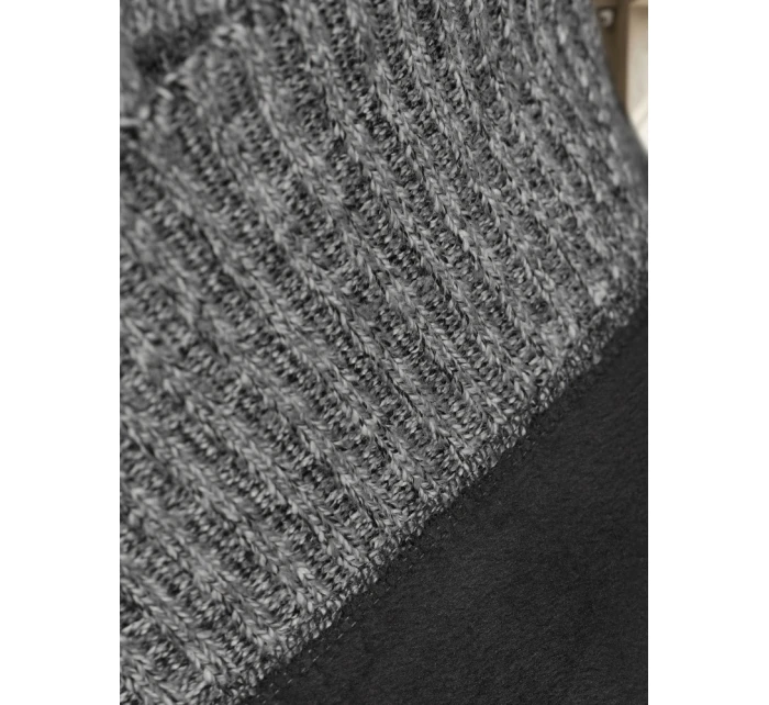 Pánsky zateplený sveter so stojacím golierom svetlo sivý FashionStreet WX2353 Pánsky zateplený sveter so stojacím golierom svetlo sivý FashionStreet WX2353