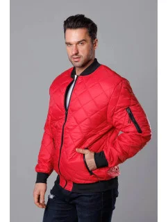 Červená prešívaná pánska bunda typu "bomber" (MY01-5)