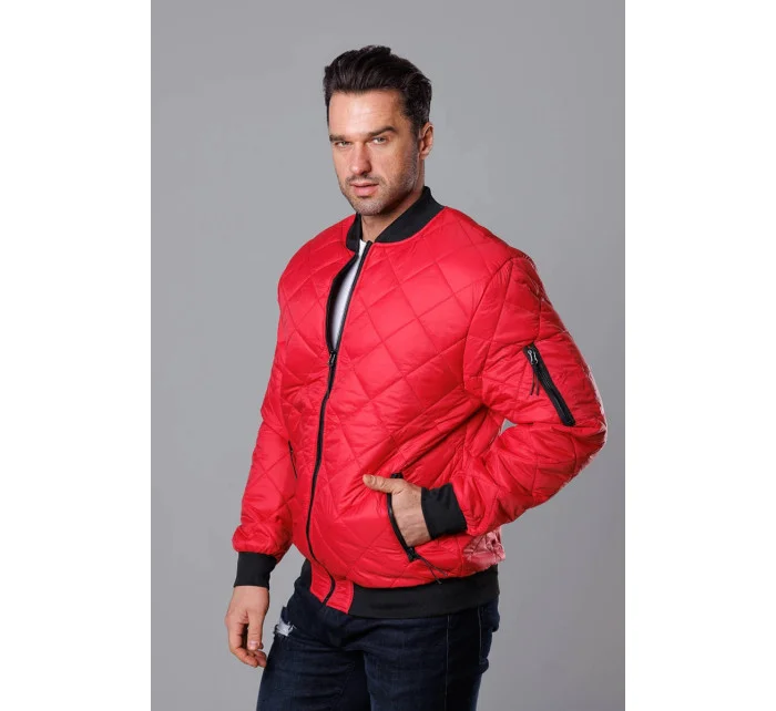 Červená prešívaná pánska bunda typu "bomber" (MY01-5)