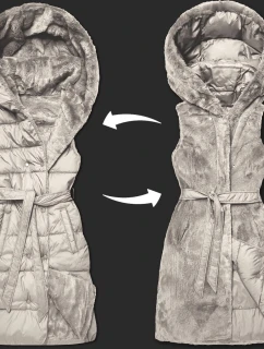 Minority Béžová hrubá obojstranná vesta z páperia a kožušiny (P3-6035-62)