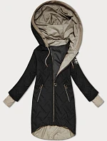 Dámska bunda s asymetrickým lemom S'West black (B8555-1)