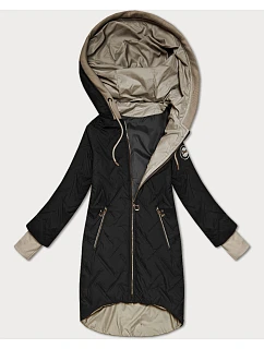 Dámska bunda s asymetrickým lemom S'West black (B8555-1)