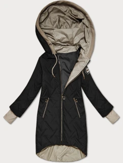 Čierna dámska bunda s asymetrickou spodnou časťou S'West (B8555-1)