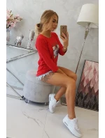 Blúzka s kolážovou potlačou červená