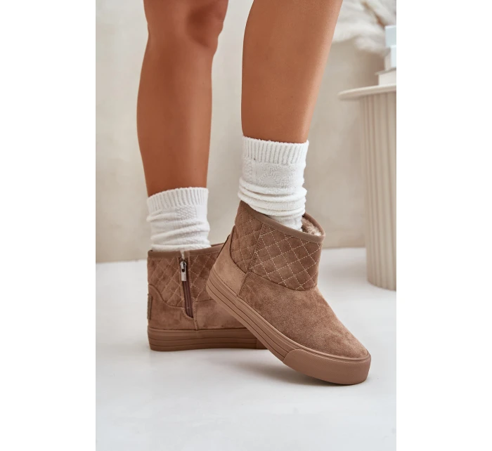 Botki Śniegowce Na Zamek Ocieplane Futerkiem Big Star OO274A524 Beżowe Botki Śniegowce Na Zamek Ocieplane Futerkiem Big Star OO274A524 Beżowe